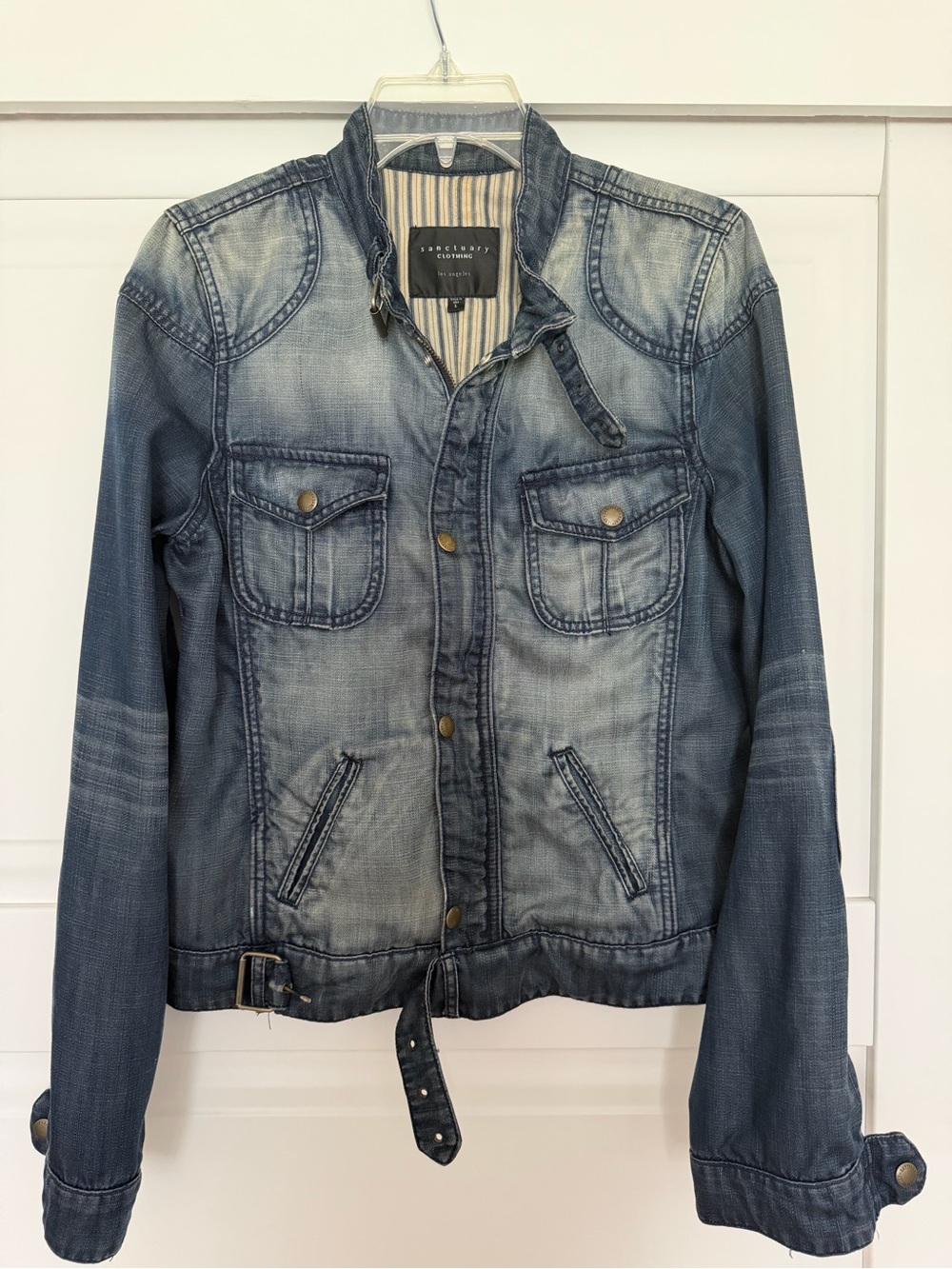 Sanctuary Women's Distressed Washed Denim Jacket - Blue